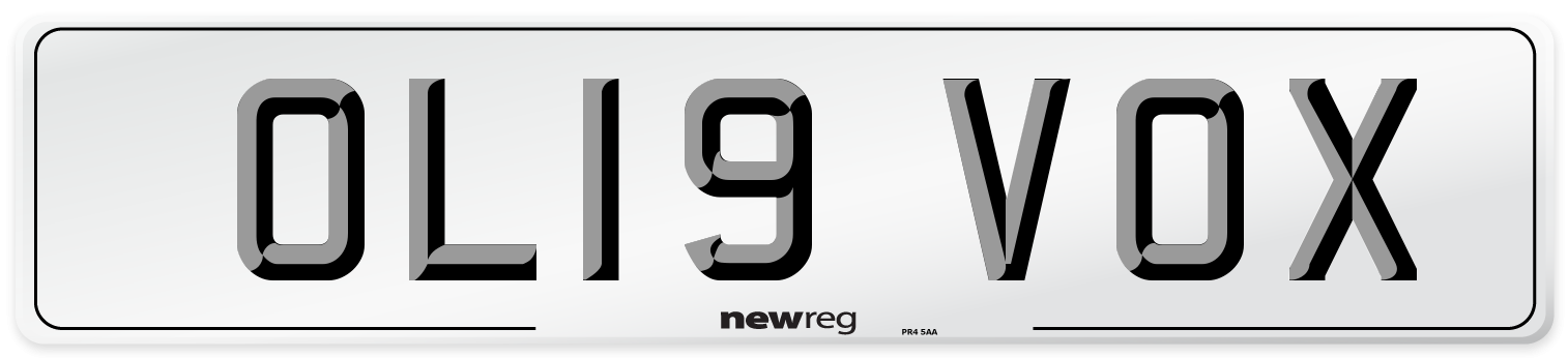 OL19 VOX Number Plate from New Reg